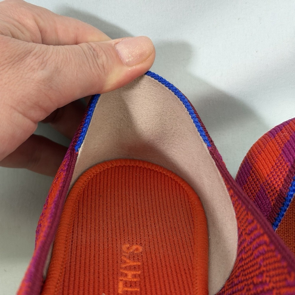 Rothys Size-10 Women Ballet Flat The Square Pomegranate Gingham Orange Plaid - Picture 7 of 10